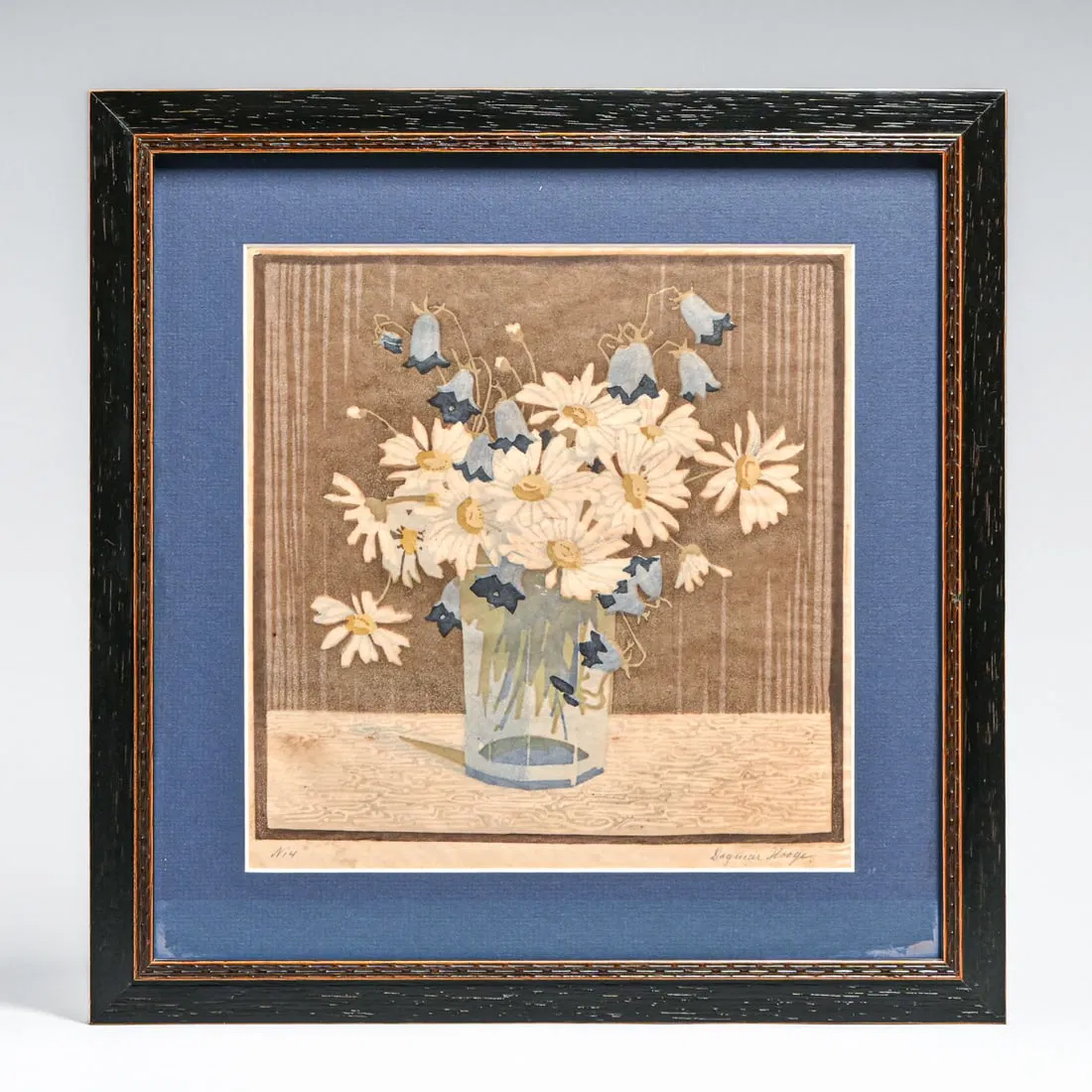 Dagmar Hooge (German 1870-1930) Color Woodcut "Blumenstillleben" (Flower Still Life) c1910s