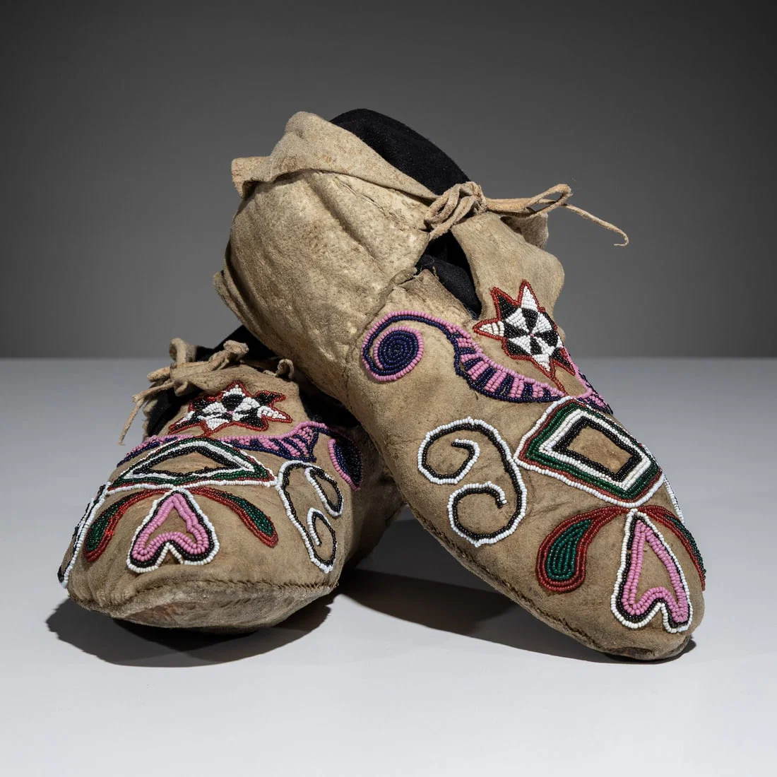 Dakota Beaded Buffalo Hide Moccasins