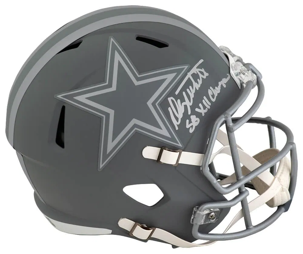Danny White Signed Dallas Cowboys Slate Helmet SB XII Champs COA