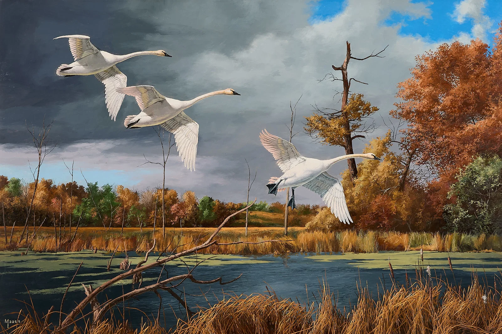 David A. Maass "Autumn at Baker" Oil Painting 2003