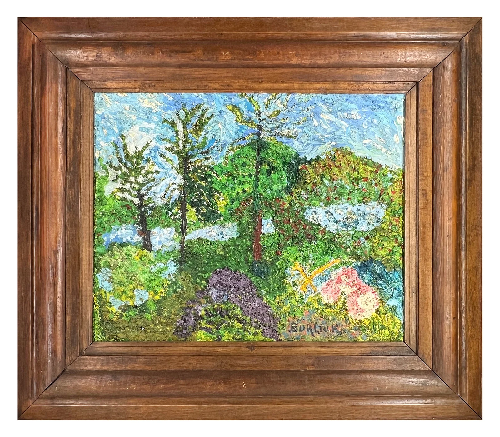 David Burliuk (1882-1967 Russian-American Artist) "Pleinair" - Oil on cardboard