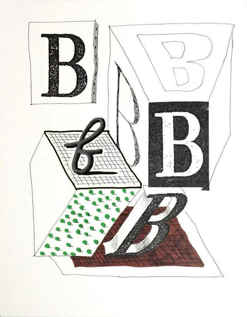 David Hockney, Letter B, Framed Lithograph
