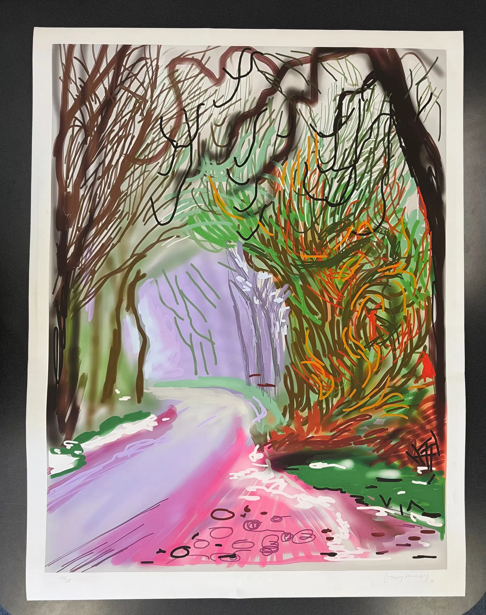 David Hockney, The Arrival of Spring in Woldgate, (iPad drawing) East Yorkshire in 2011