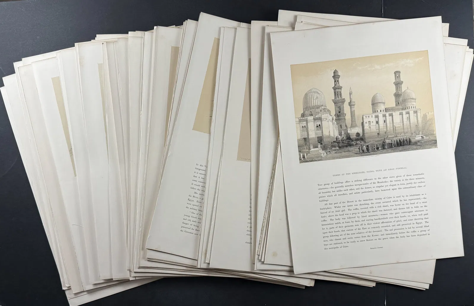 David Roberts - Large Lot of 100 Lithographs from Holy Land, Syria, Idumea, Arabia, Egypt, & Nubia