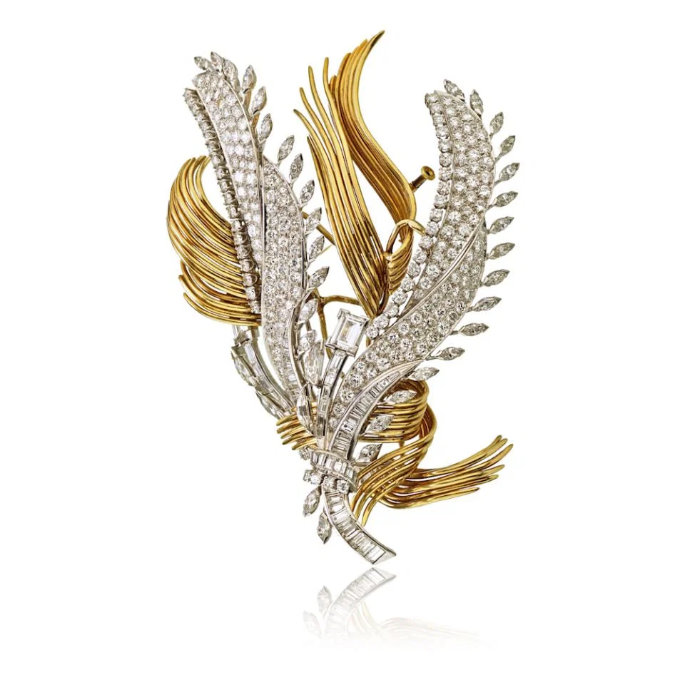 David Webb 20 Carat Diamond Convertible Brooch in Platinum and 18K Gold