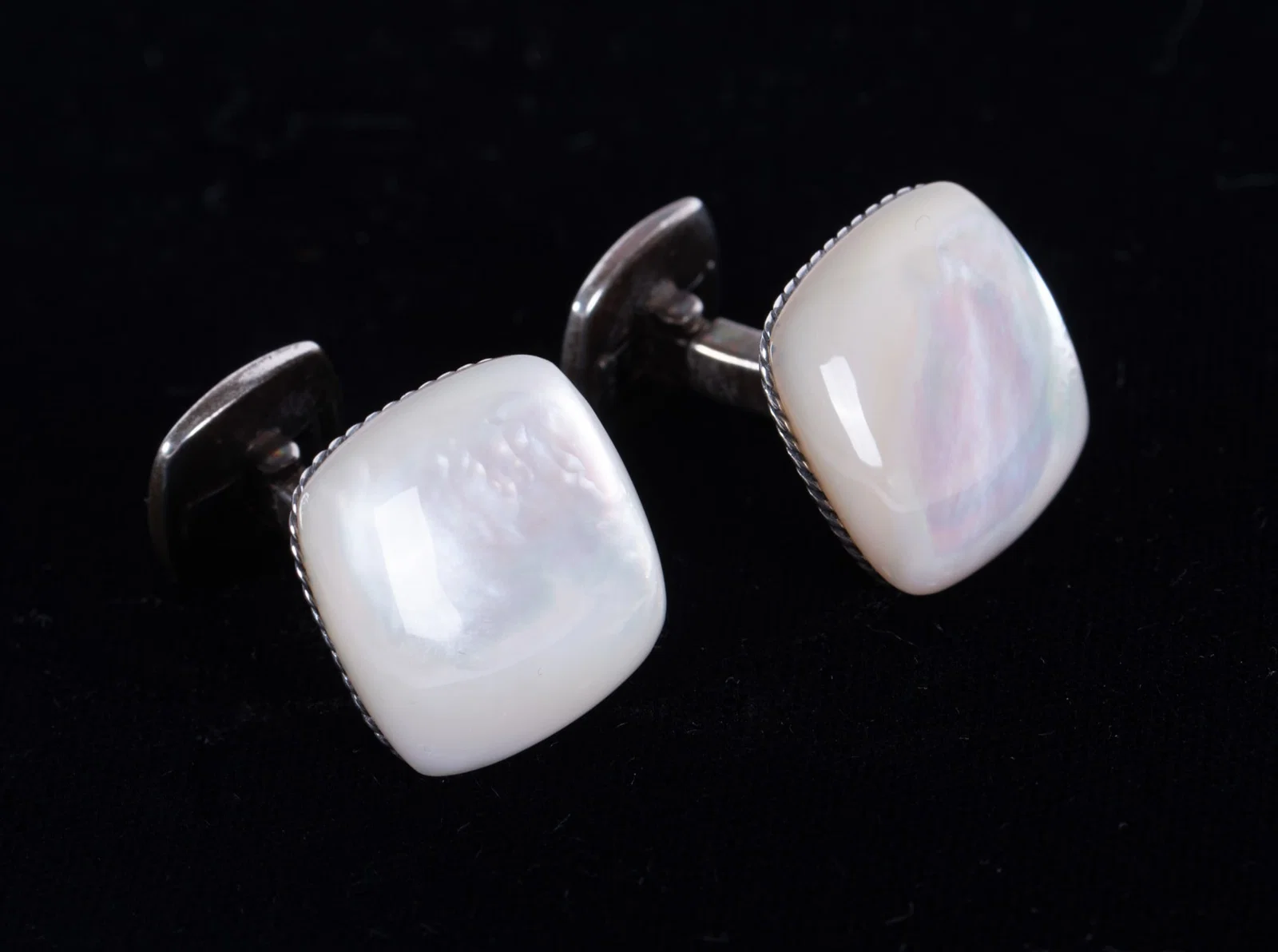 David Yurman Sterling Cufflinks with Mother of Pearl