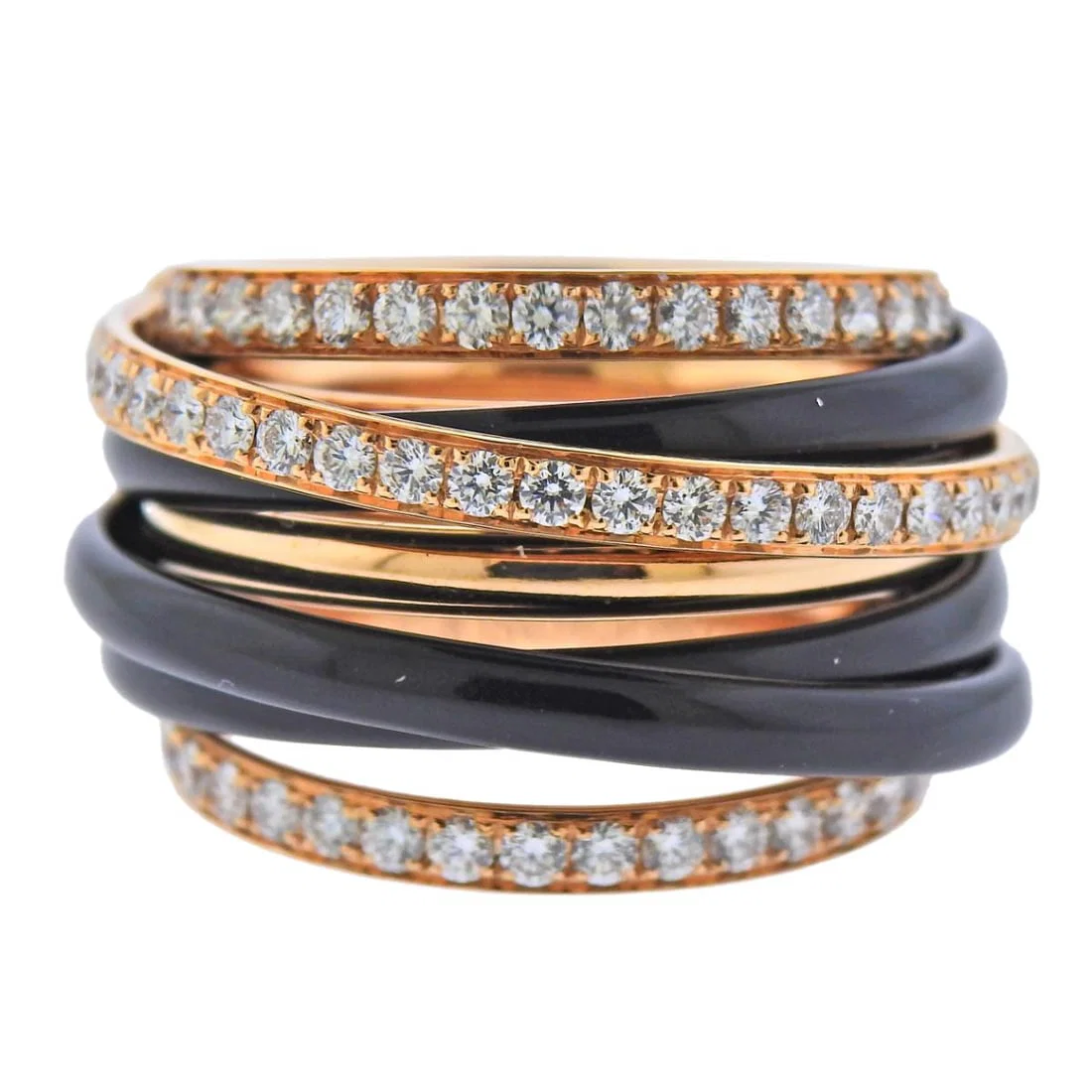 De Grisogono Allegra 18k Gold Black Ceramic Diamond Ring