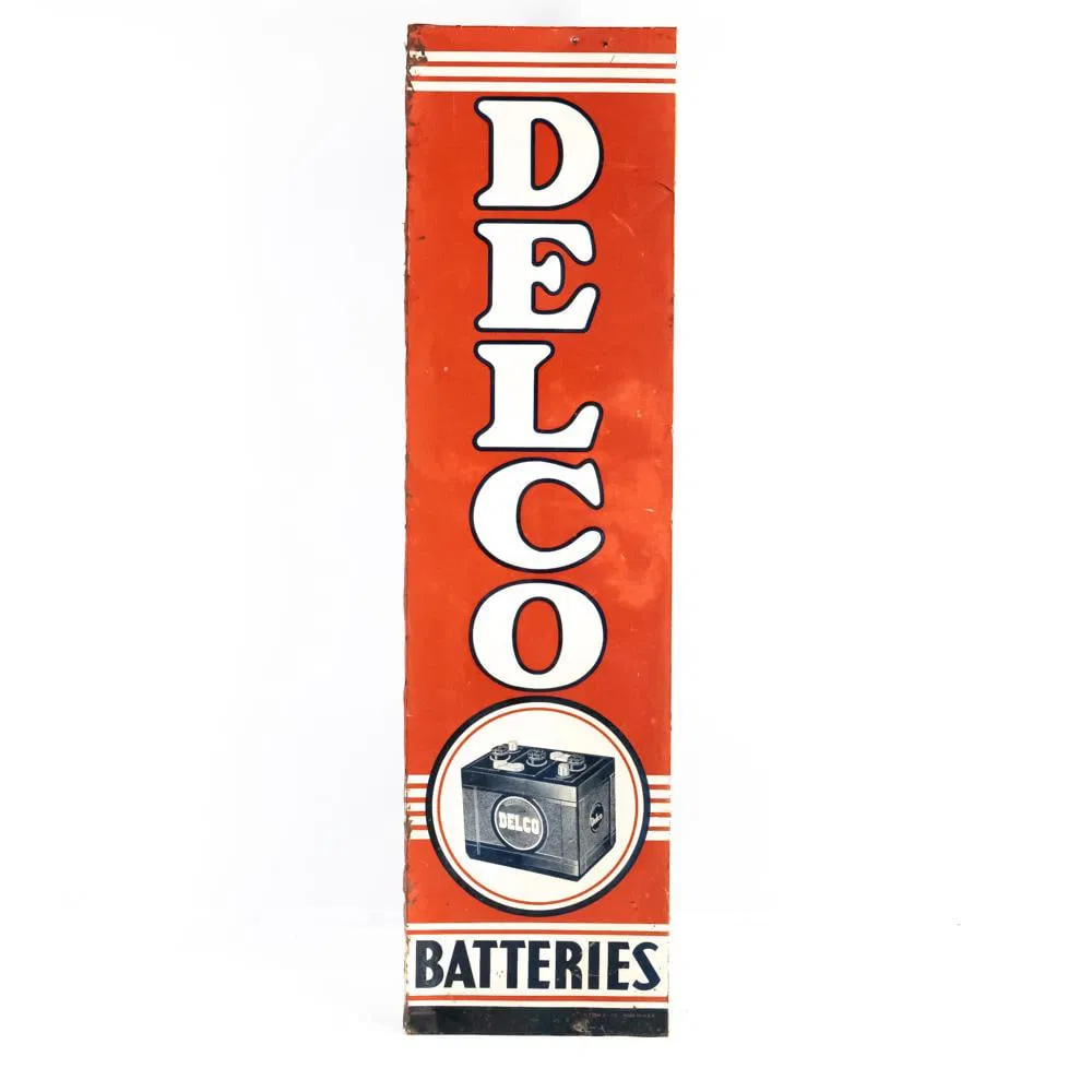 Delco Batteries Single Sided Tin Advertising Sign