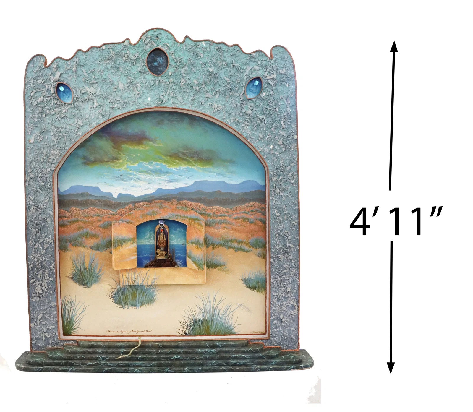 Dennix Poitras (20th Century) American, 3D Mixed Media Pop Surrealist "Shrine to Mystery, Beauty,