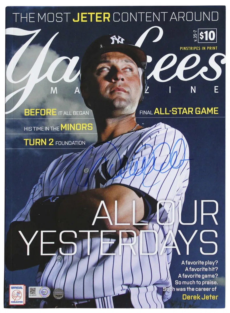 Derek Jeter Signed Yankees Magazine September 2014 with Beckett COA