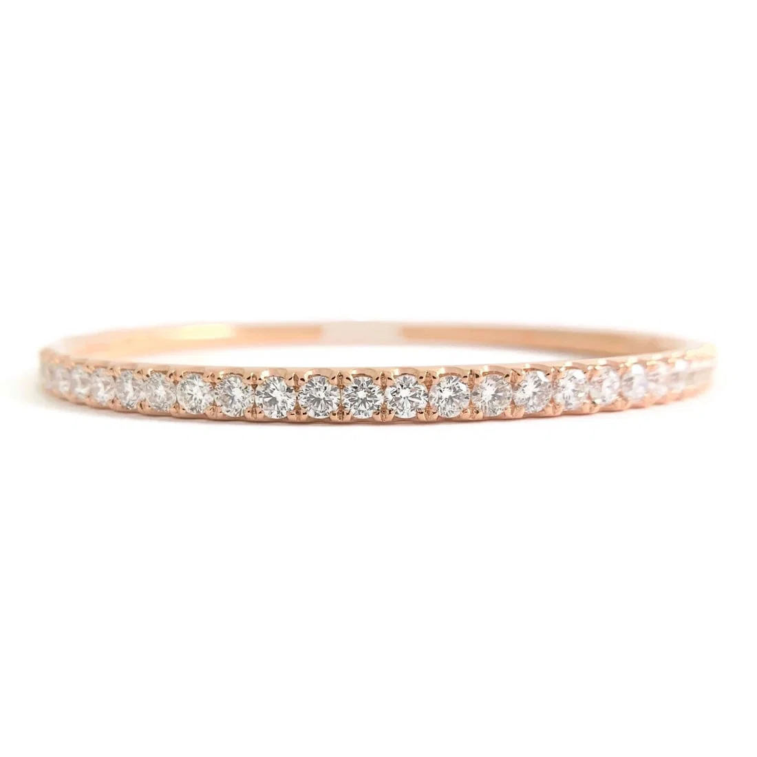 DIAMOND BANGLE BRACELET WITH CLASP 14K PINK ROSE GOLD