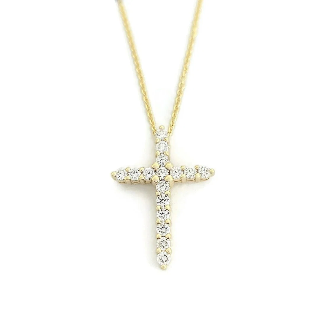 DIAMOND CROSS PENDANT NECKLACE 14K YELLOW GOLD
