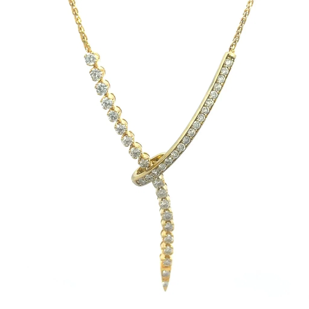 Diamond Gold Gold Necklace 14k Yellow Criss-Cross Pendant