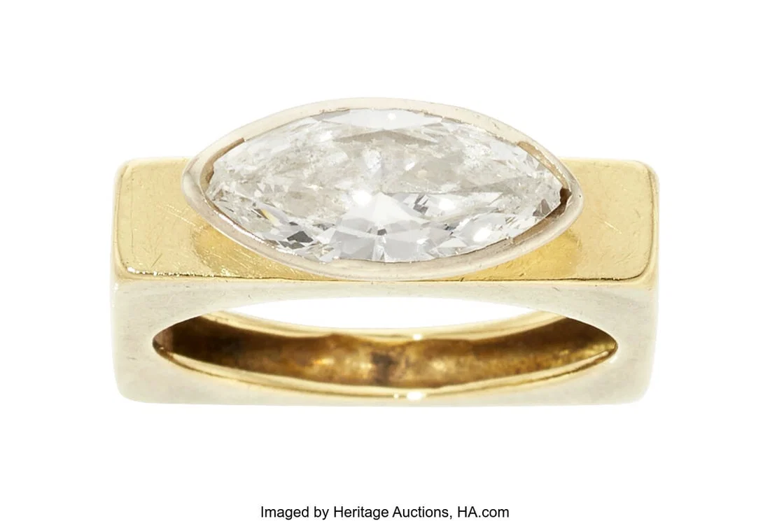 Diamond, Gold Ring Stone: Marquise diamond weig
