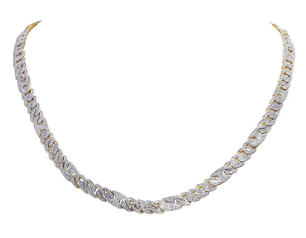 DIAMOND MARINER CUBAN CHOKER CHAIN NECKLACE 10K YELLOW GOLD