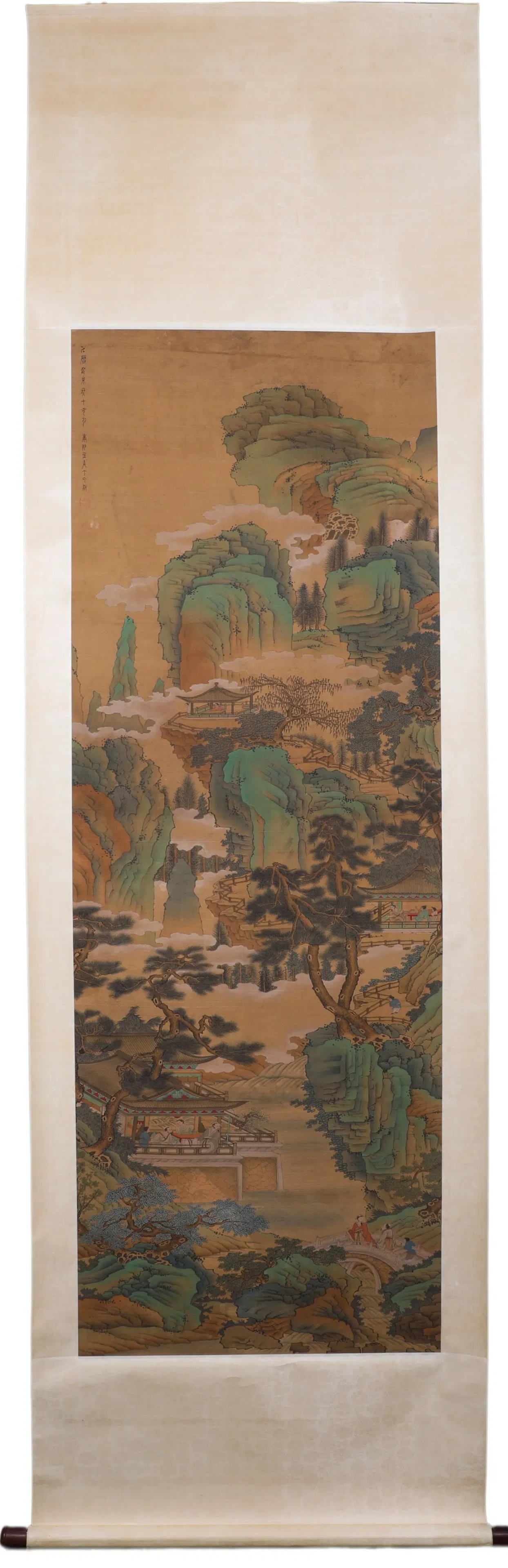 DING YUNPENG'S GREEN AND BLUE LANDSCAPE AND PAVILIONS SCROLL