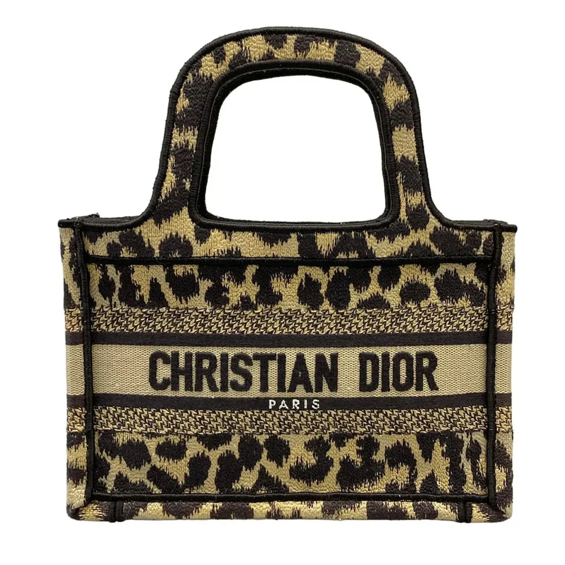 DIOR/CHRISTIANDIOR BOOK TOTE MINI BAG BEIGE BLACK JACQUARD