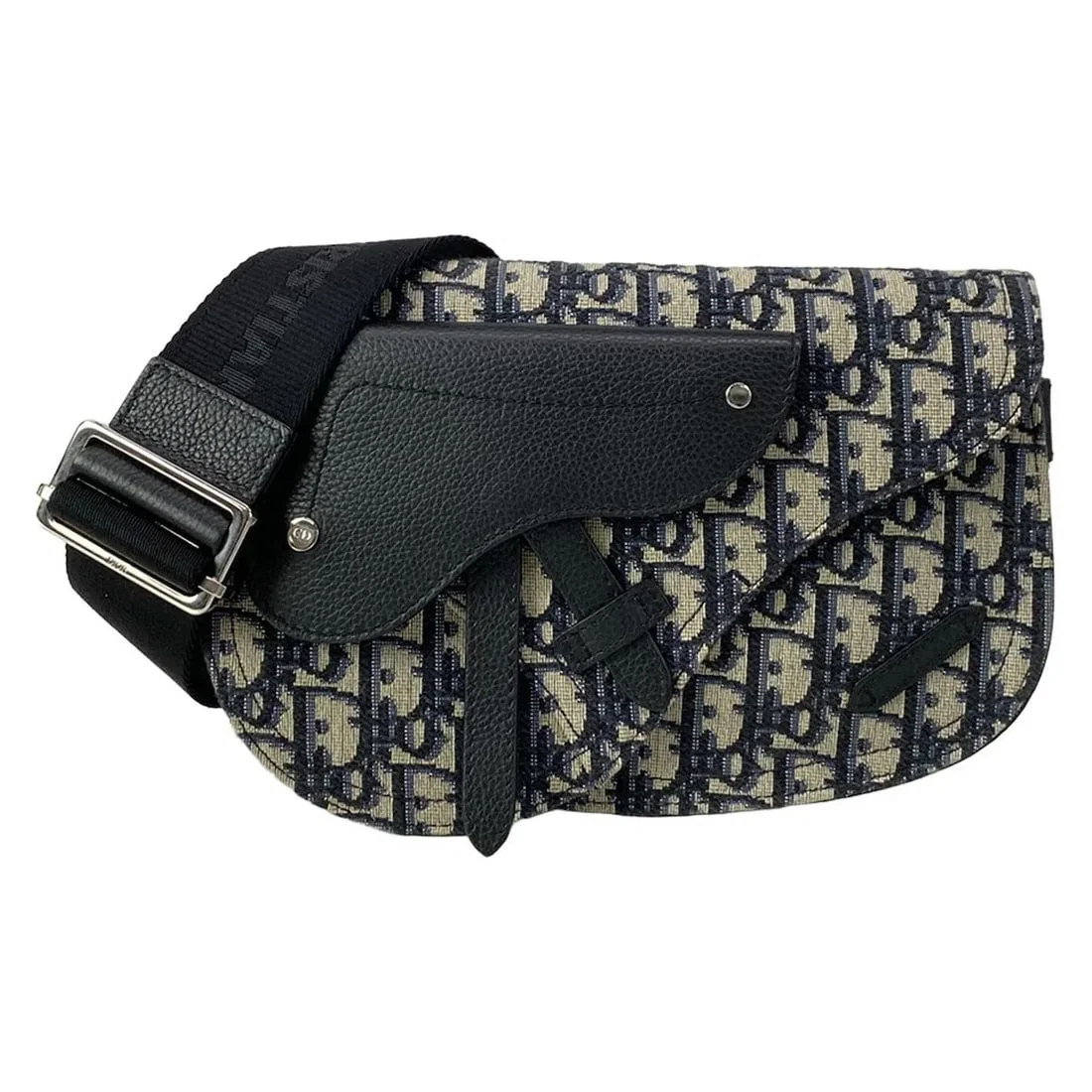 DIOR/CHRISTIANDIOR SADDLE BAG BEIGE NAVY BLACK LEATHER SHOULDER BAG