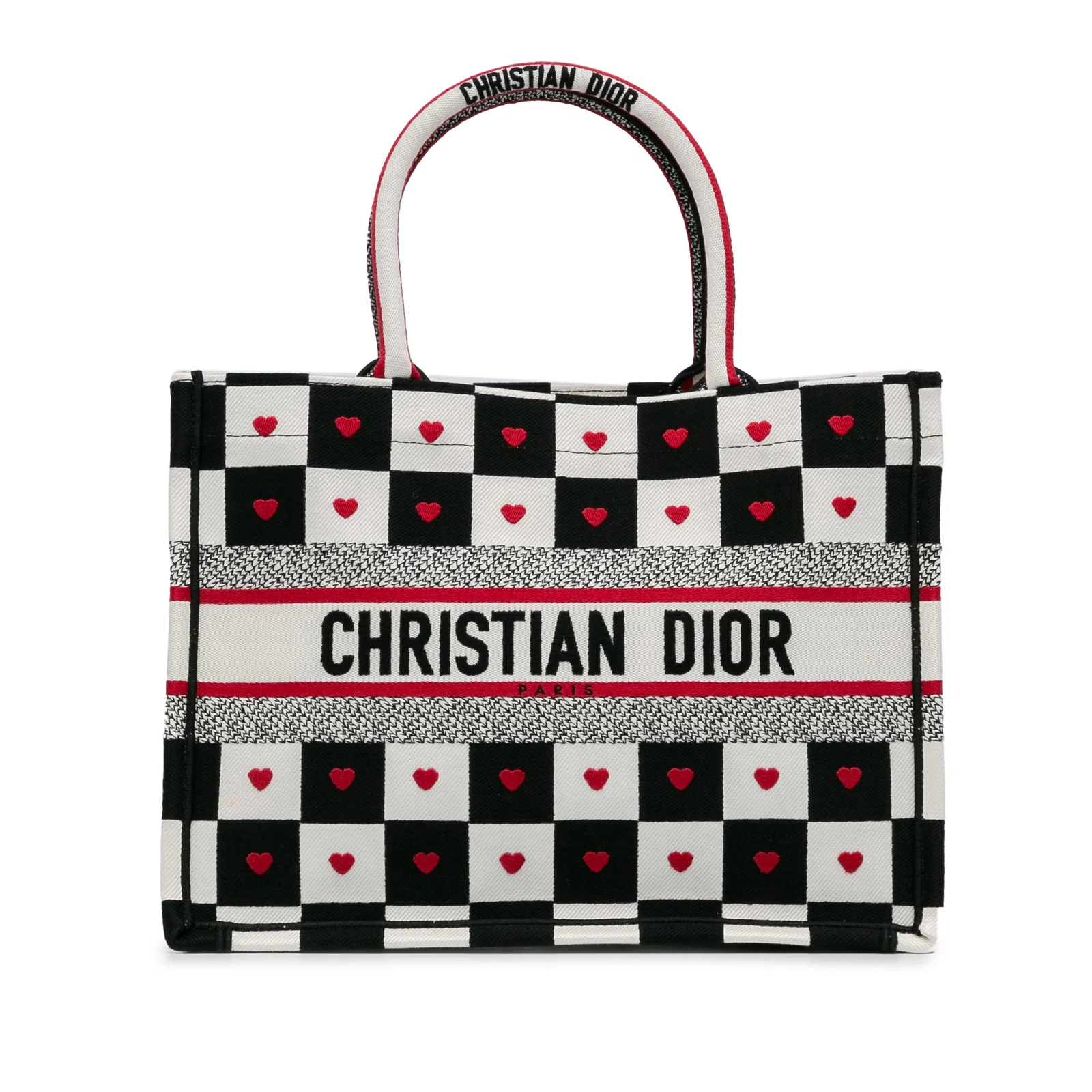 Dior DiorAmour Medium D-Chess Canvas Tote Bag White