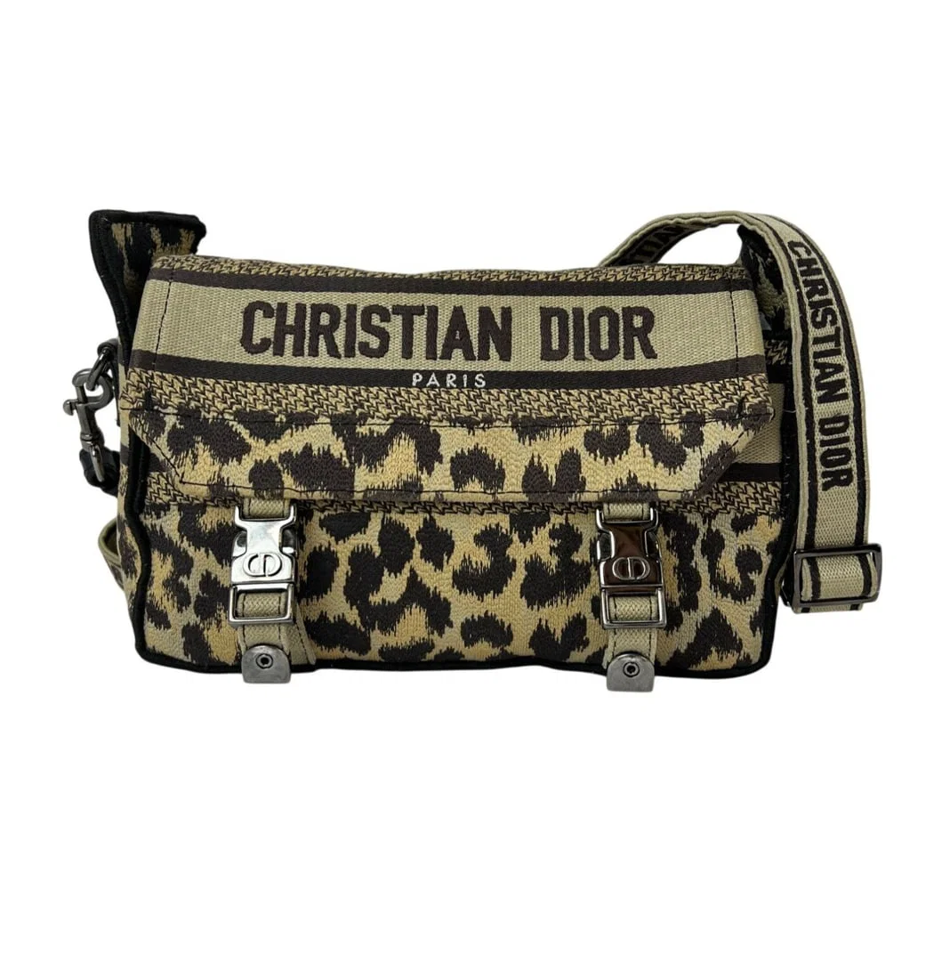 Dior Diorcamp Small Canvas Leopard Animal Print Messenger Bag