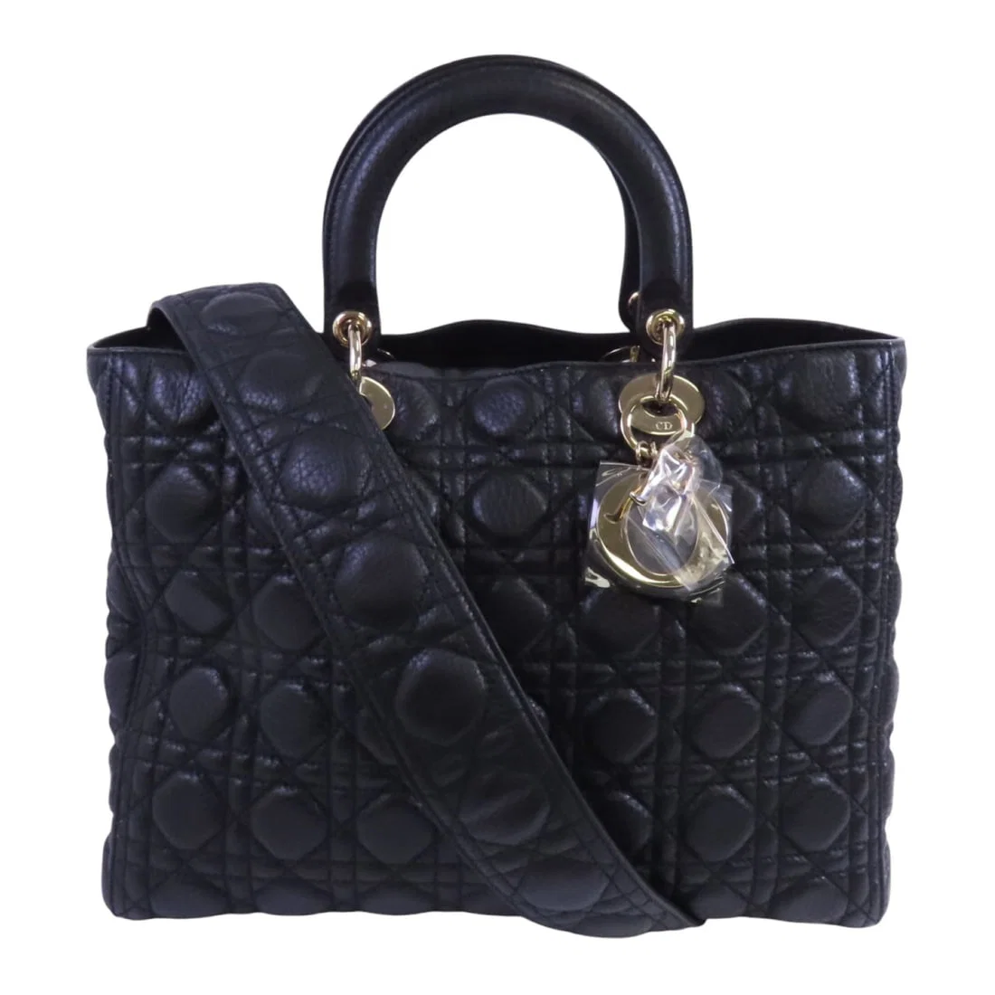 Dior Lady Dior Large Black Calfskin 2way Shoulder and Handbag