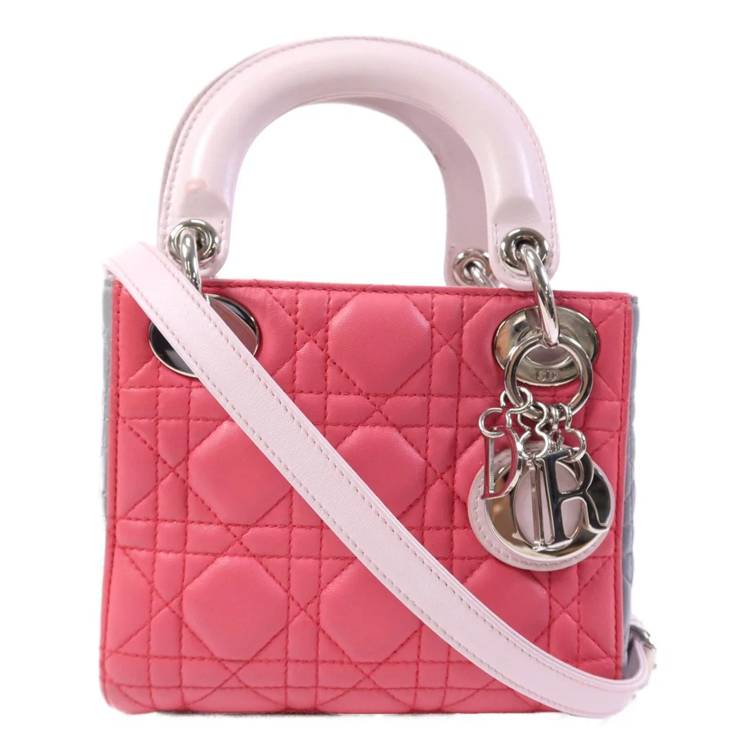 Dior Lady Dior Pink Gray Lambskin Small 2way Shoulder Bag France