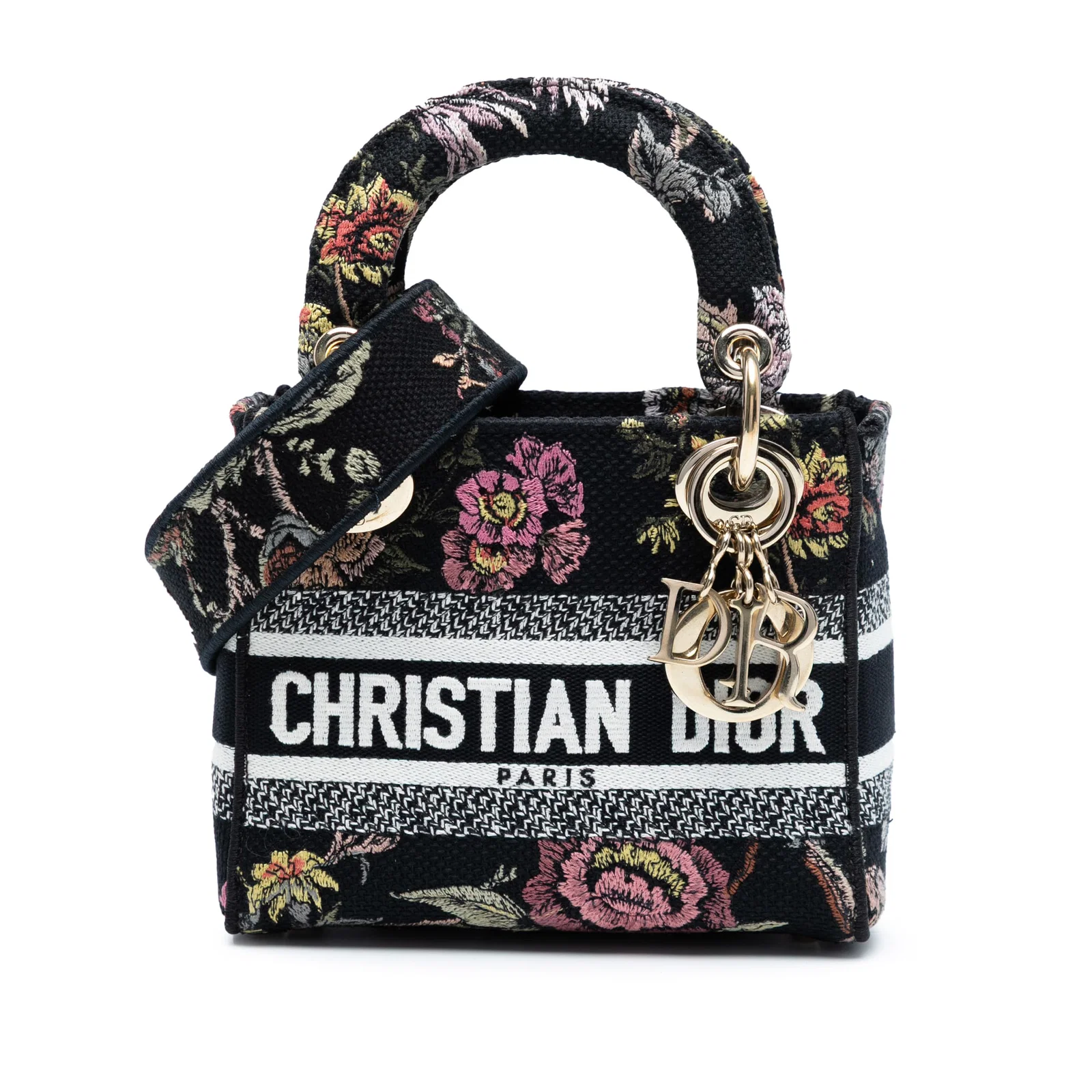 Dior Mini Mille Fleurs Lady D Lite Embroidered Canvas Bag