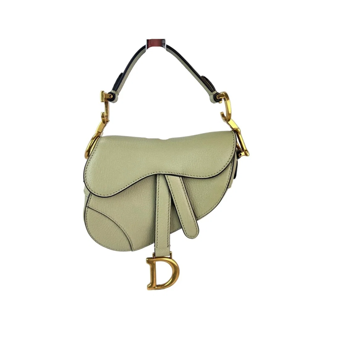 Dior Saddle Micro Bag in Light Green Goatskin Leather With Adjustable Strap
