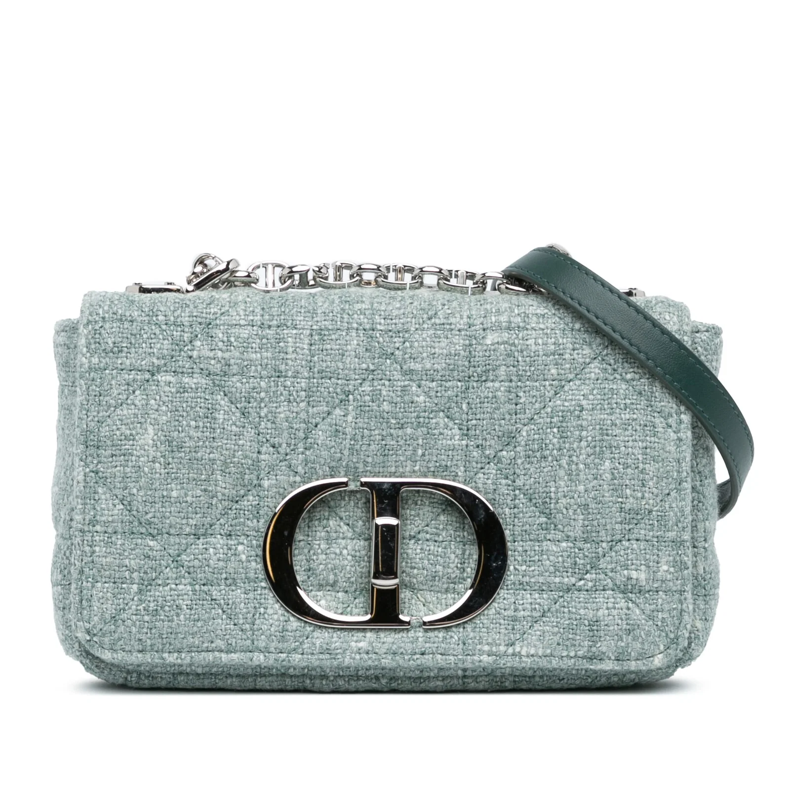 Dior Small Green Tweed Macrocannage Caro Bag Italy