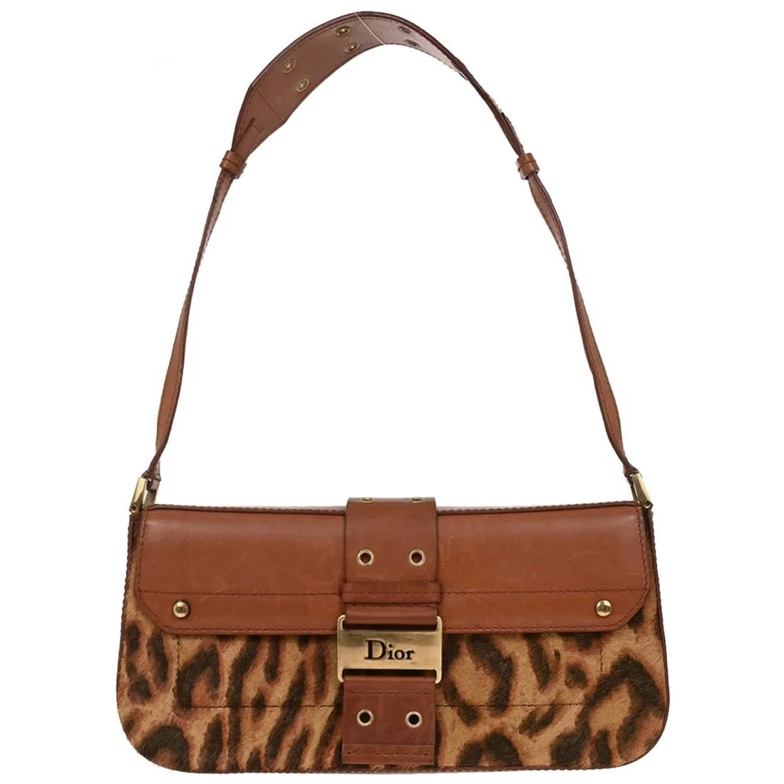 Dior Street Chic Columbus Brown Pony Hair Leather Top Handle Bag