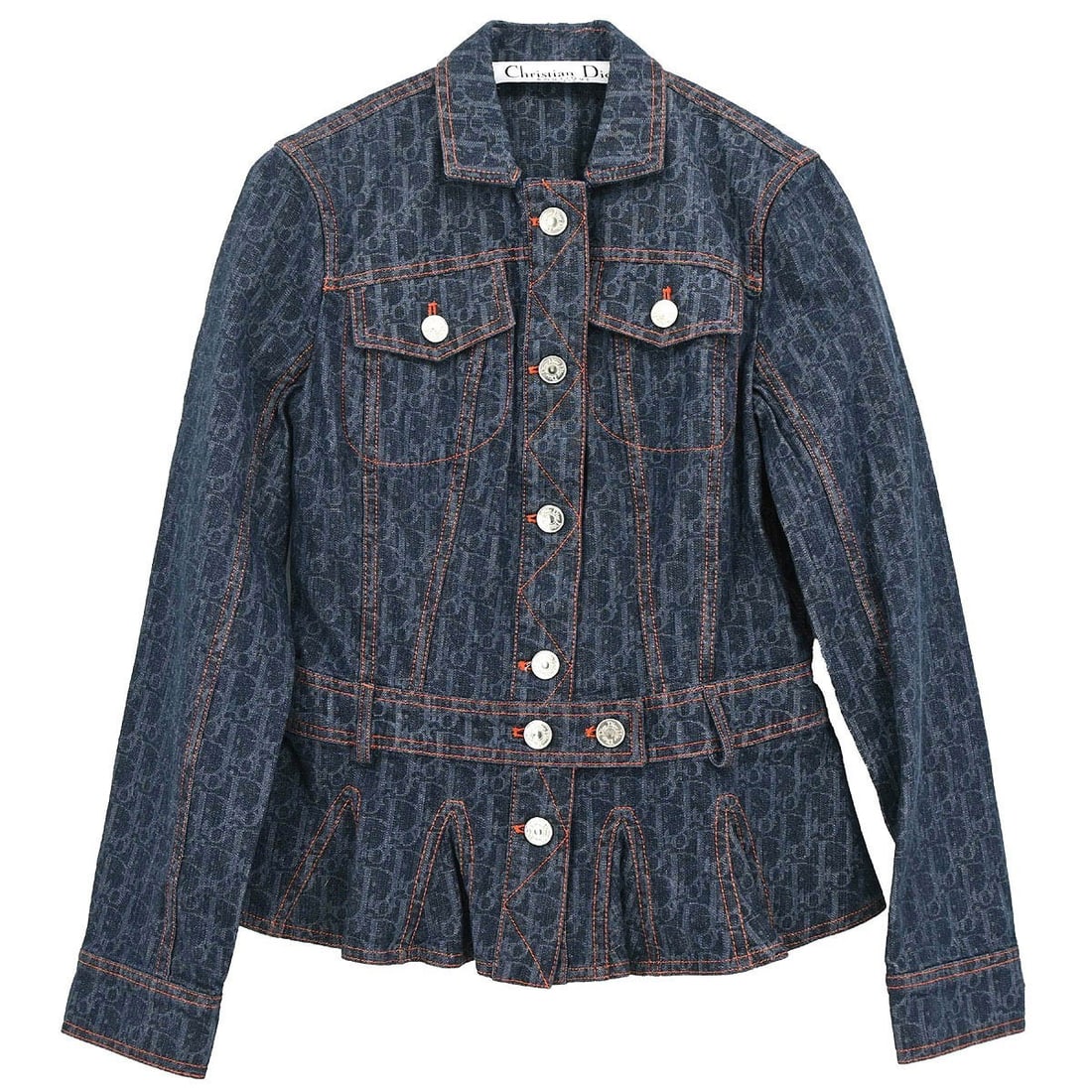 Dior Trotter Navy Denim Single-Breasted Women's Jacket FR 38