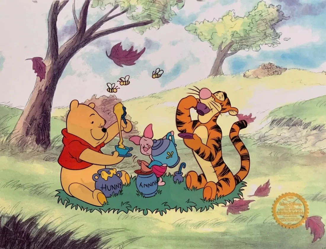 Disney, Winnie The Pooh, Tigger & Piglet at a picnic, Limited Edition Animation Cel
