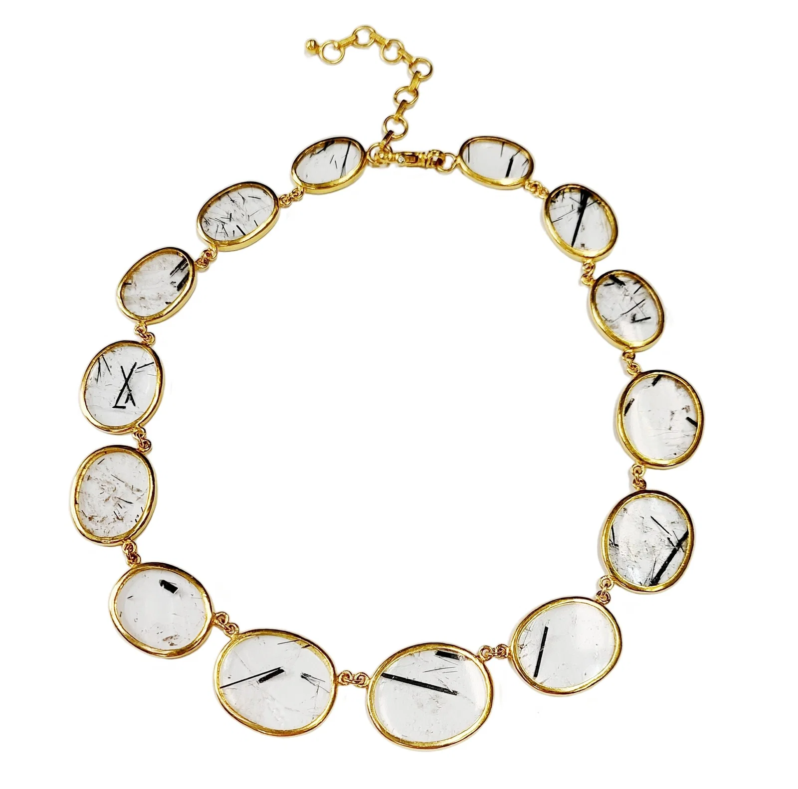 Dolce Gabbana 990 Fine Gold Signed Numbered NT102 Rutilated Quartz Statement Necklace