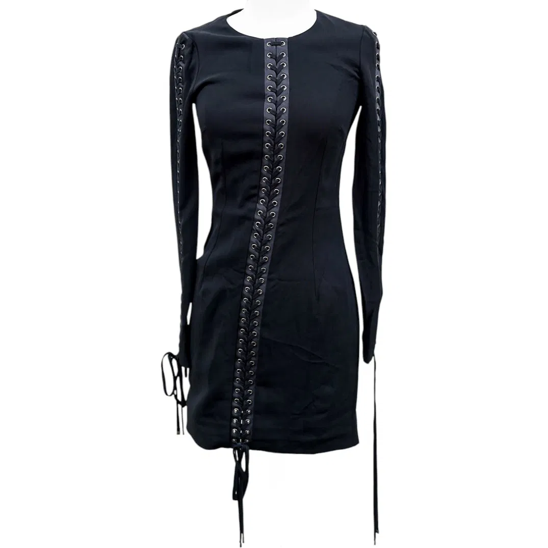 Dolce & Gabbana "Cady" Silk Blend Lace Up Mini Dress