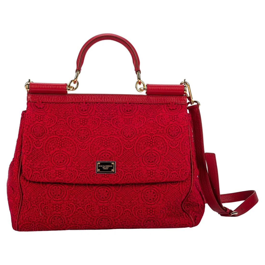 Dolce & Gabbana Large Red Macrame Bag with ID Card