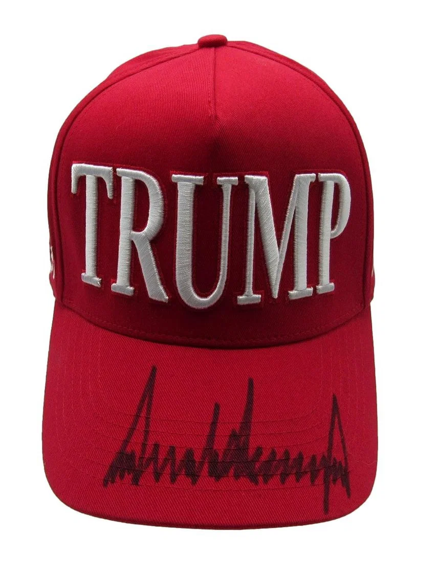 Donald Trump Autographed Red Trump Baseball Cap PSA DNA Authenticated With LOA