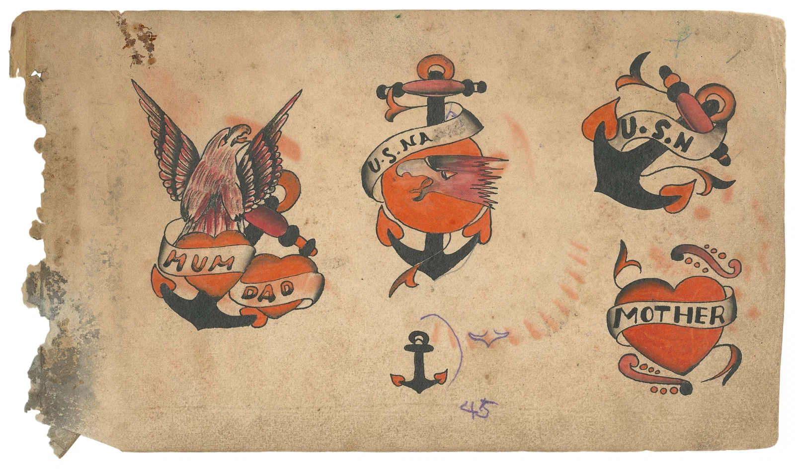 Double-Sided Flash Sheet Featuring U.S. Naval Imagery. [U.K.], 1940s/50s.