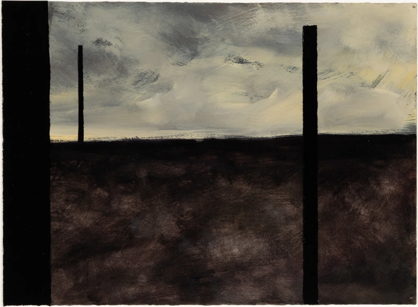 Dozier Bell (Am. b. 1957), Dark Planes, 1986, Acrylic and collage on paper, framed under glass