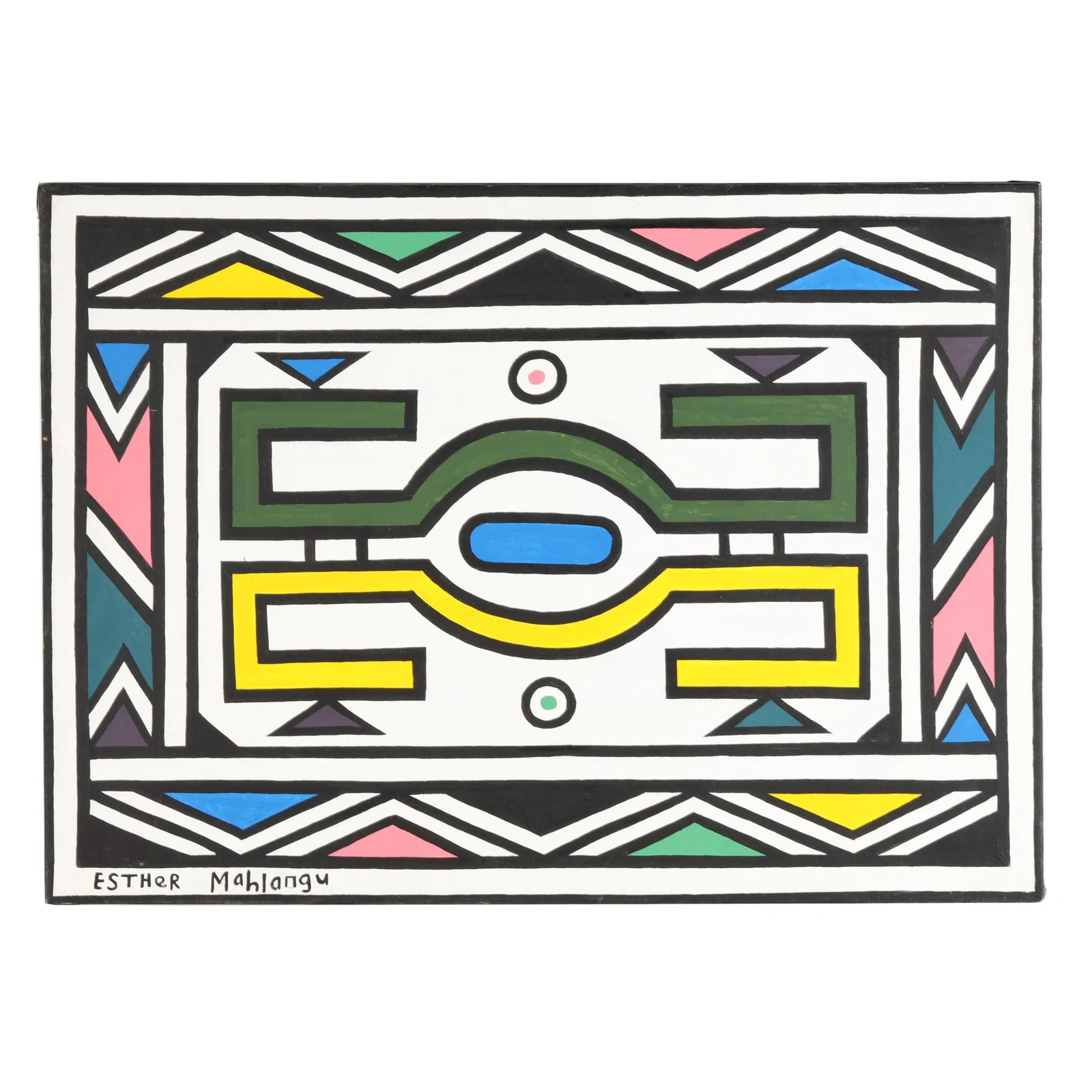 Dr. Esther Mahlangu (South African, b. 1935), Ndebele Abstract