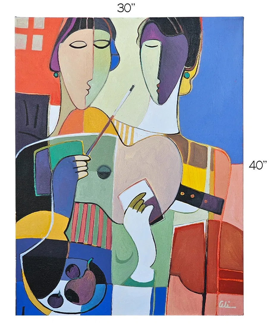'Dual Forms' Acrylic On Canvas Painting, Signed