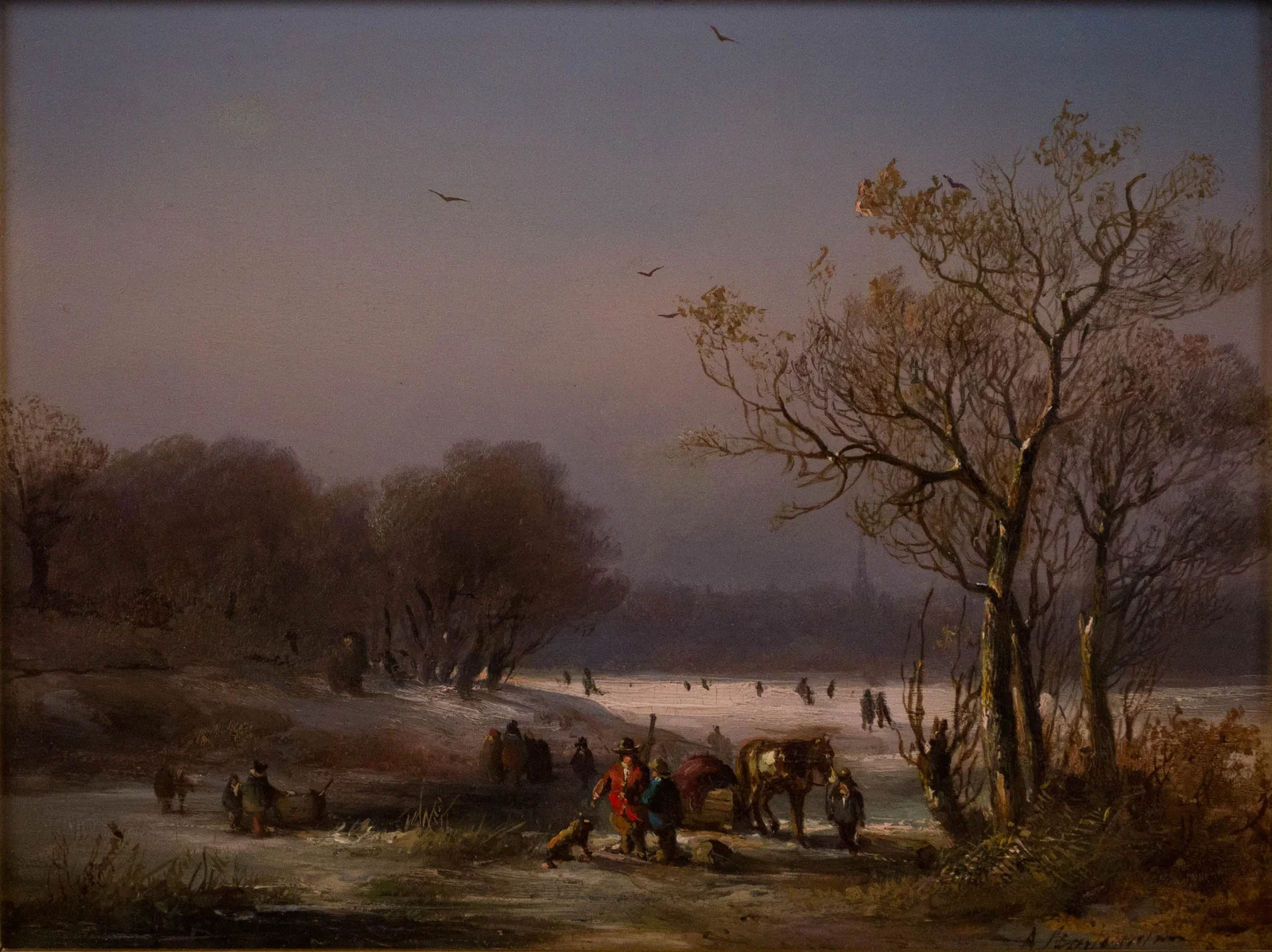 Dutch Winter Scene, Oil on Board
