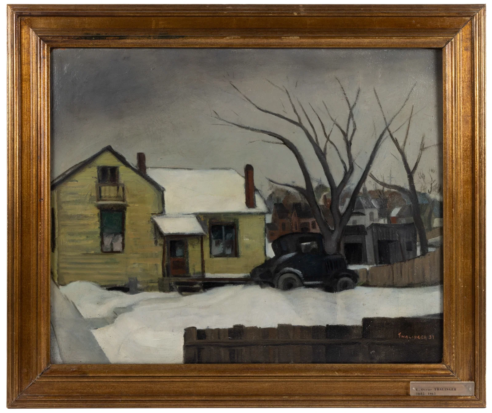 E. OSCAR THALINGER (MISSOURI, 1885-1965) WINTER TOWN SCENE