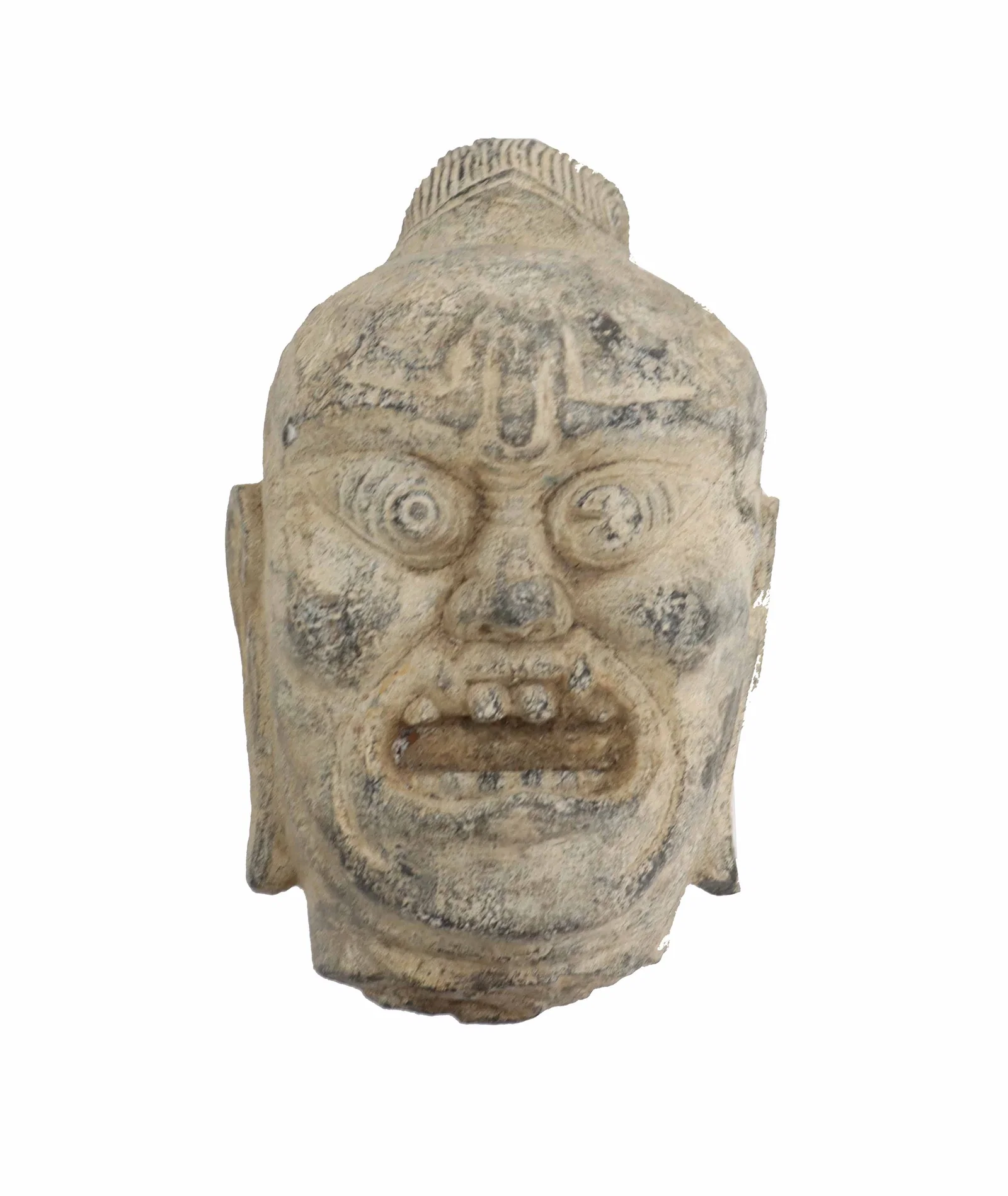 Early 20th Century Chinese Stone Lokapala Head