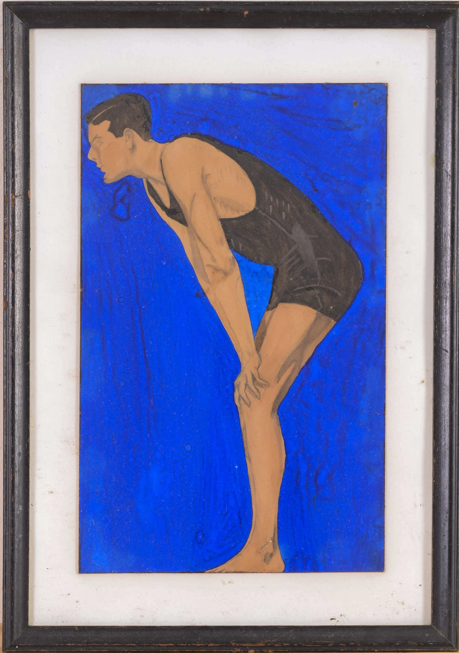 Early 20th Century Painting of a Swimmer.