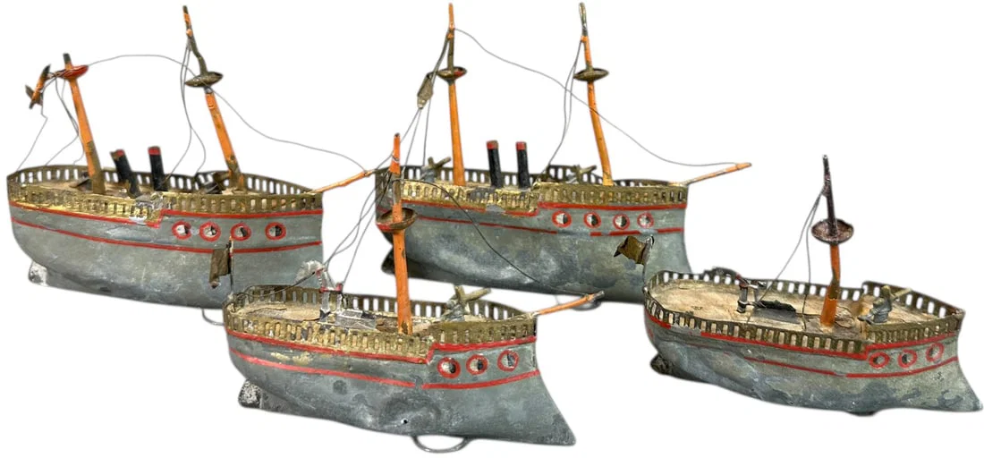 EARLY UEBELACKER TINPLATE NAVY SHIP FLOTILLA