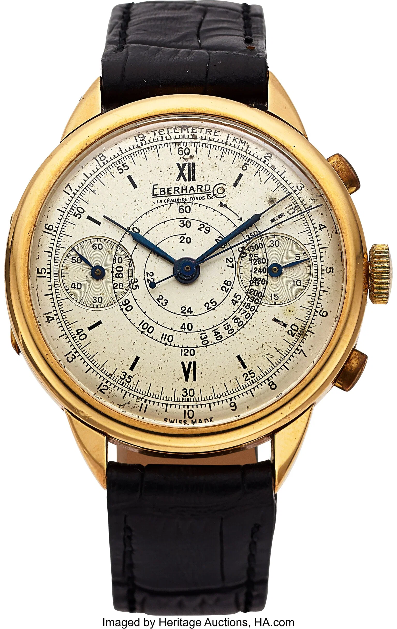 Eberhard 18k Yellow Gold Chronograph Case: 39 m