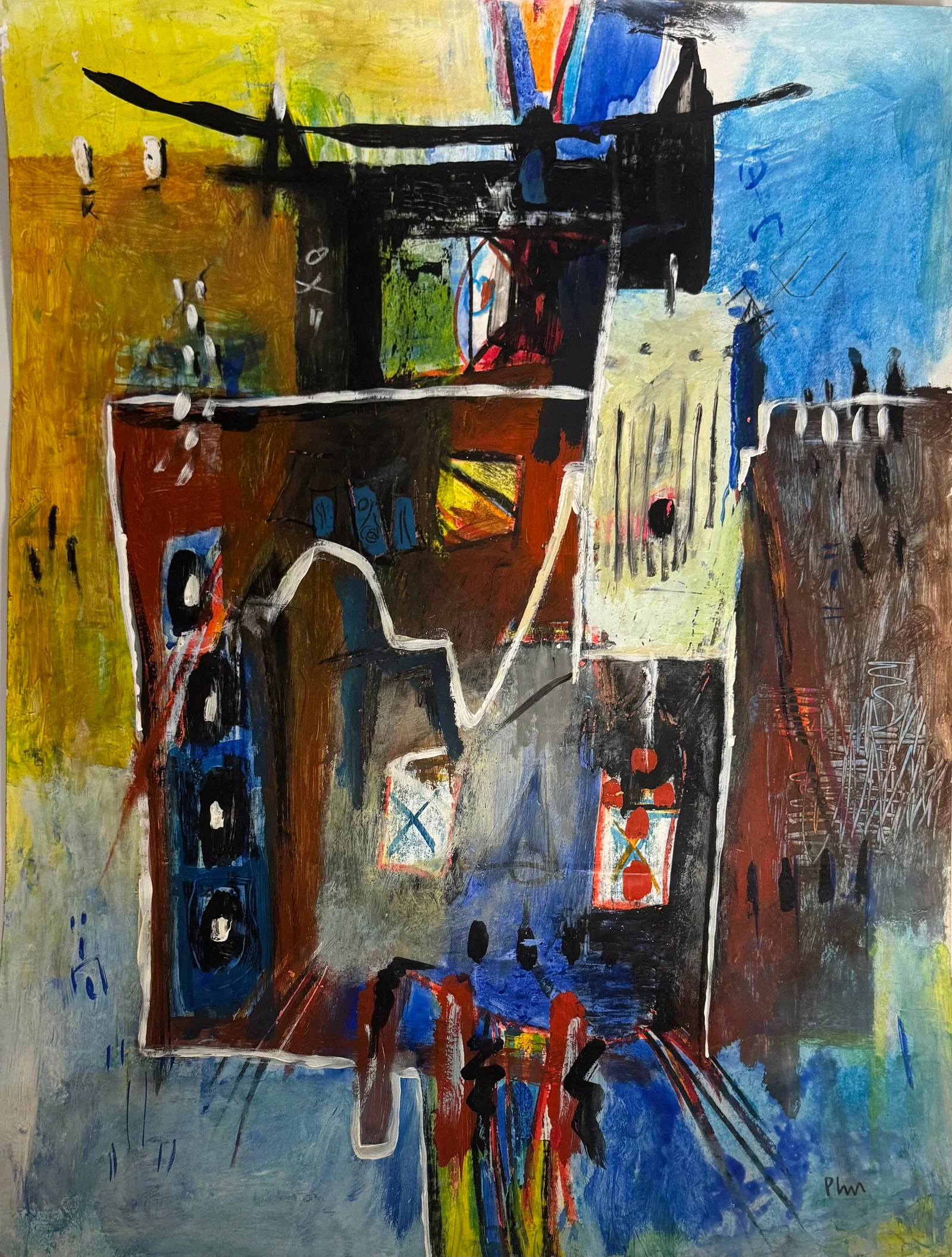 Edgar Plans Mixed media on Cardboard