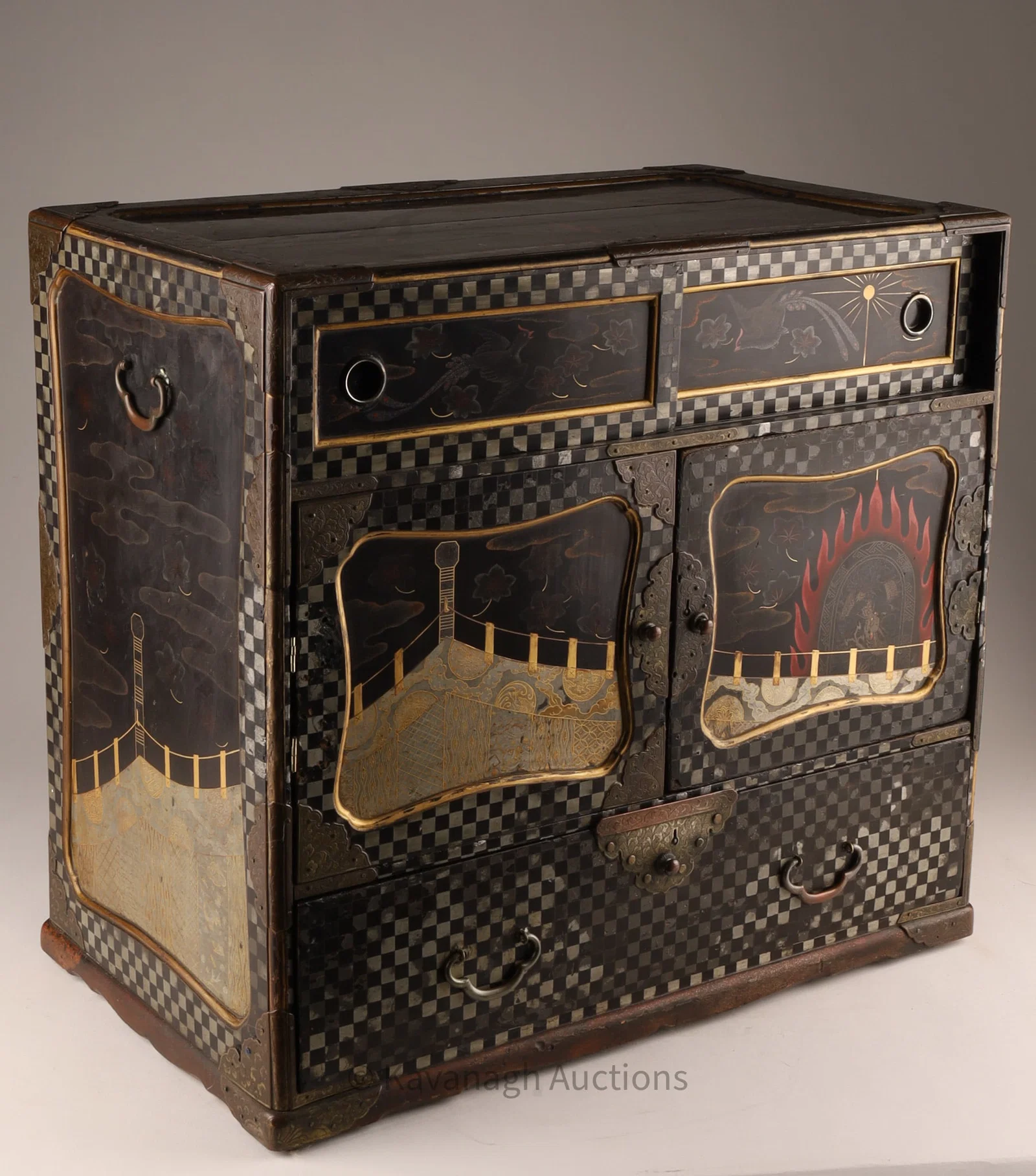 Edo Period Japanese Lacquer Kodansu Tansu Cabinet