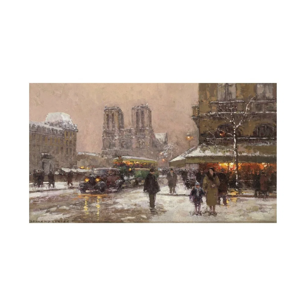 Edouard-Léon Cortès (Lagny-sur-Marne 1882-1969) Place Saint Michel et Notre-Dame sous ...