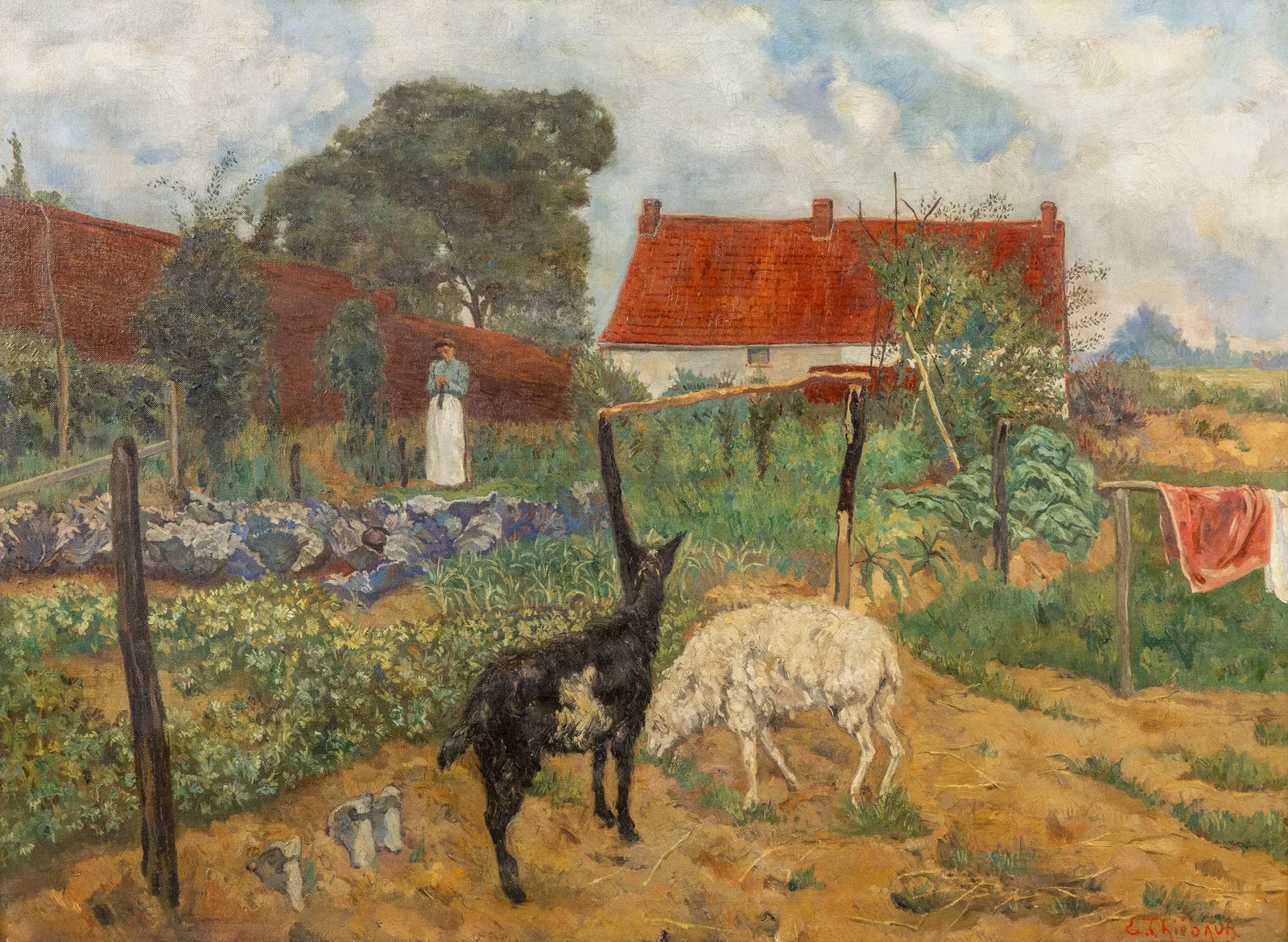 Edouard Thiebaut (1878-1956), 'The Vegetable Garden', oil on canvas.
